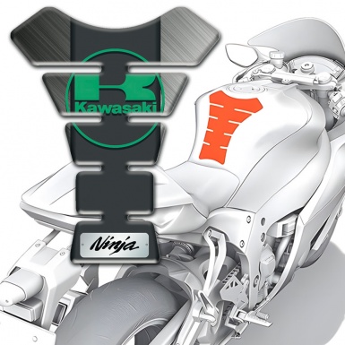 Kawasaki Tank Guard Pads Mtte base Green Logo Ninja Style 