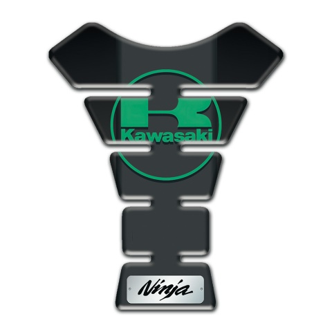 Kawasaki Tank Guard Pads Black Base with Graphite Central panel and Green Logo 