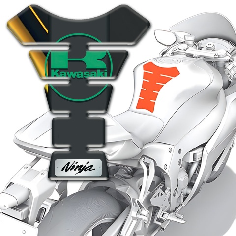 Kawasaki Tank Protector Yellow Line Motif Green Logo Style Ninja Edition 