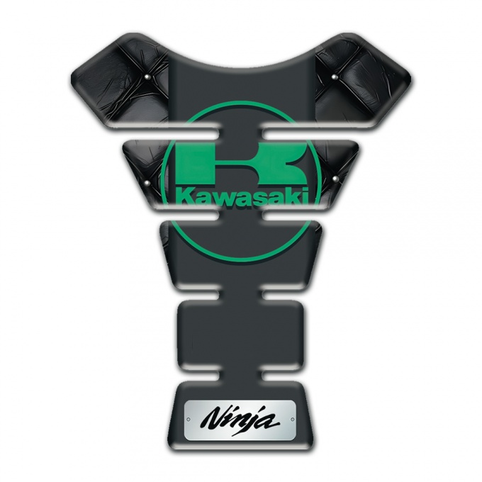 Kawasaki Tank Fuse Black Leather design Green Logo 
