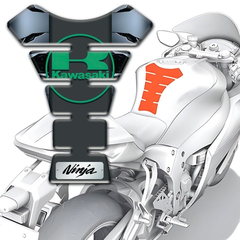 Kawasaki Tank Guard Pads Torn Base Effect Green Logo 