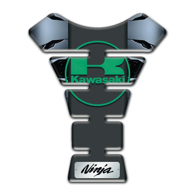 Kawasaki Tank Guard Pads Torn Base Effect Green Logo 