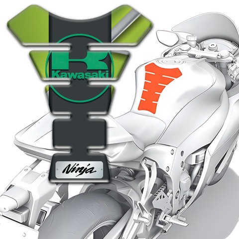 Kawasaki Tank Protector Fresh Green Base with Black Central Panel 