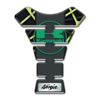 Kawasaki Tank Guard Pads Black Base with Light Green Lines Design 