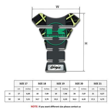 Kawasaki Tank Guard Pads Black Base with Light Green Lines Design 