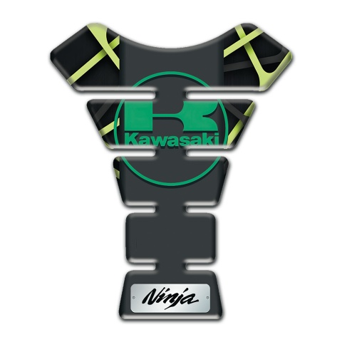 Kawasaki Tank Guard Pads Black Base with Light Green Lines Design 