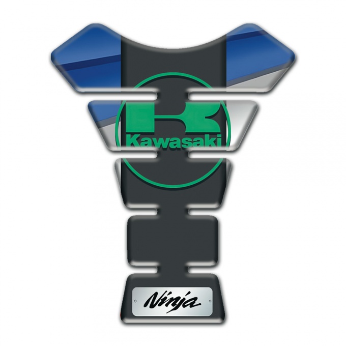 Kawasaki Tank Pad Protector Gray Blue Base Green Logo 