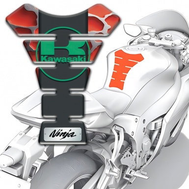 Kawasaki Tank Fuse Red Parts background Green logo 