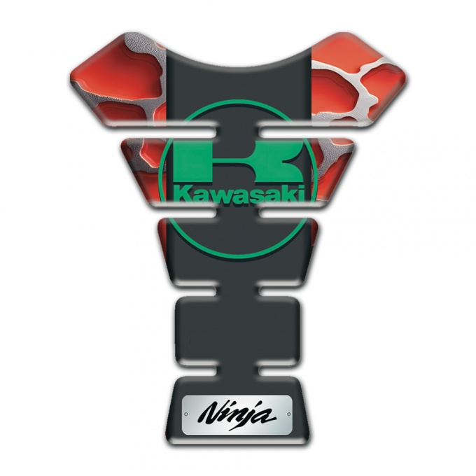 Kawasaki Tank Fuse Red Parts background Green logo 
