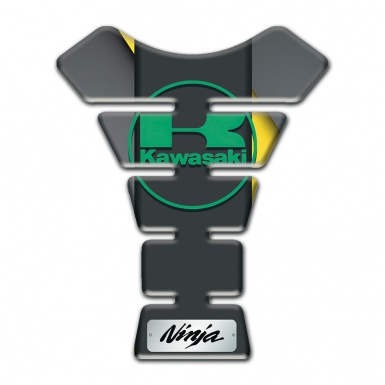 Kawasaki Tank Pad Motorbike Gray Yellow Background and Green logo 