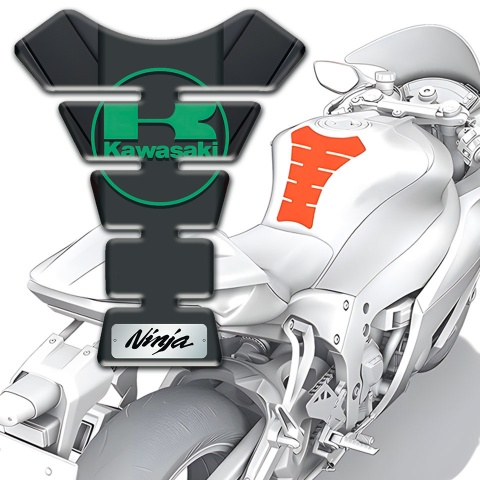 Kawasaki Tank Protector dark Base details Green Logo 