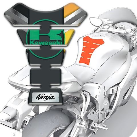 Kawasaki Tank Pad Motorbike Colorful background Green logo 