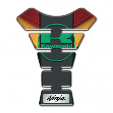 Kawasaki Tank Pad Protector Red Yellow Background Green Logo Style 