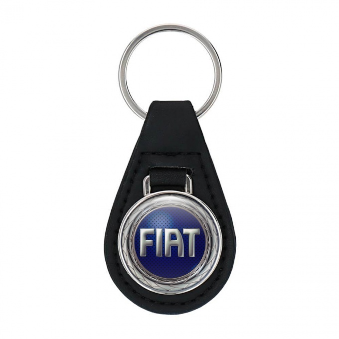 Fiat Key Fob Leather Silver Lining Blue Edition
