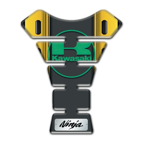 Kawasaki Tank Fuse Black Yellow Background Green Logo 