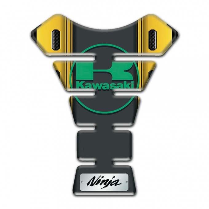 Kawasaki Tank Fuse Black Yellow Background Green Logo 