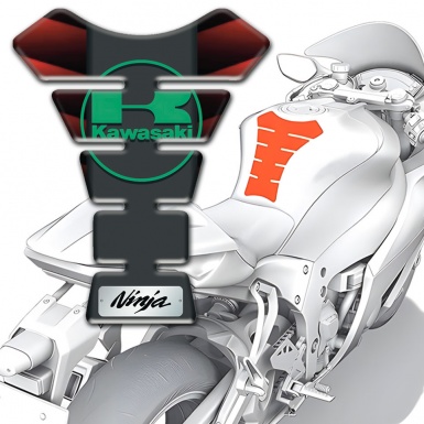 Kawasaki Tank Protector Merging Red Black base Green Logo Style 