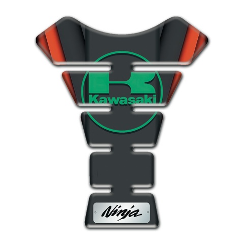 Kawasaki Tank Guard Pads Orange motif Base Green logo 