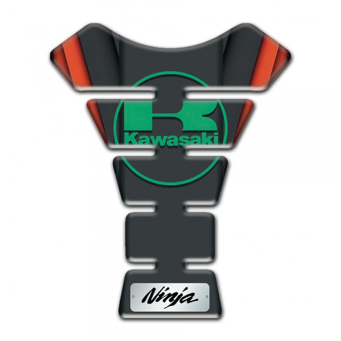 Kawasaki Tank Guard Pads Orange motif Base Green logo 