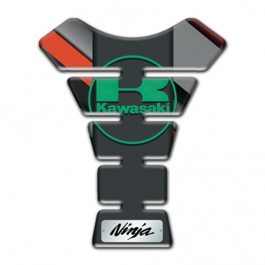 Kawasaki Tank Pad Protector Diagonal Decoration Style Base Green logo Design 