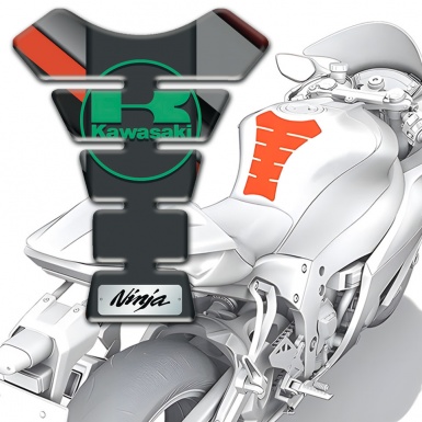 Kawasaki Tank Pad Protector Diagonal Decoration Style Base Green logo Design 