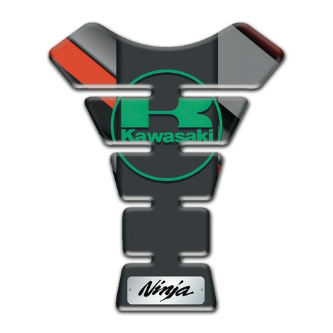 Kawasaki Tank Pad Protector Diagonal Decoration Style Base Green logo Design 