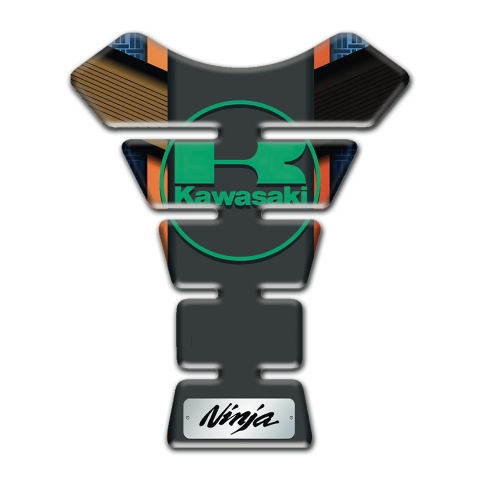 Kawasaki Tank Pad Motorbike Orange Brown Base Details Green Logo Style 