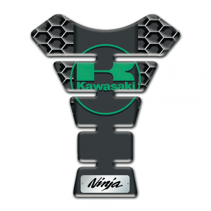 Kawasaki Tank Guard Pads Honeycomb Design Green Logo Style 