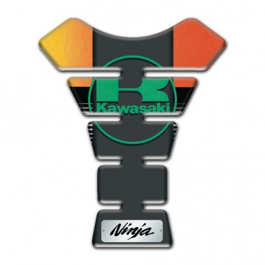 Kawasaki Tank Pad Protector Orange Red Base and Green Logo Edition 