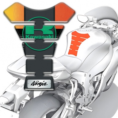 Kawasaki Tank Pad Protector Orange Red Base and Green Logo Edition 