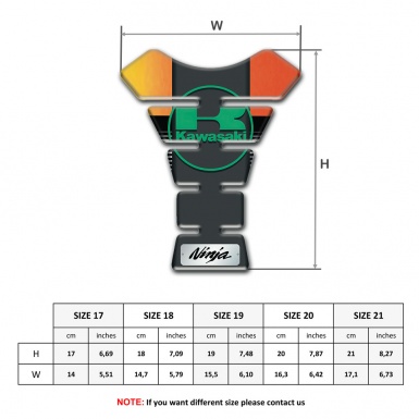 Kawasaki Tank Pad Protector Orange Red Base and Green Logo Edition 