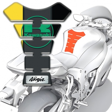 Kawasaki Tank Fuse Yellow Black Halves Base Green Logo Style 