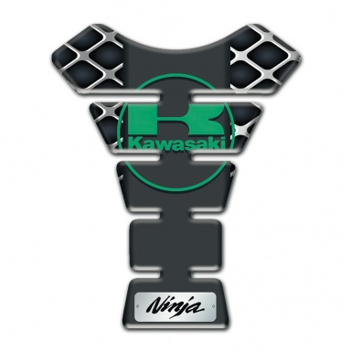 Kawasaki Tank Pad Motorbike Large Mesh Base Design with Green Logo Style 