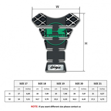 Kawasaki Tank Pad Motorbike Large Mesh Base Design with Green Logo Style 