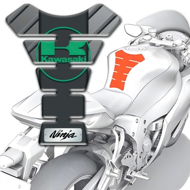 Kawasaki Tank Guard Pads Gray Base with Diagonal Chanels Design 