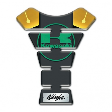 Kawasaki Tank Pad Protector Black Yellow Base Print Green Logo Design 