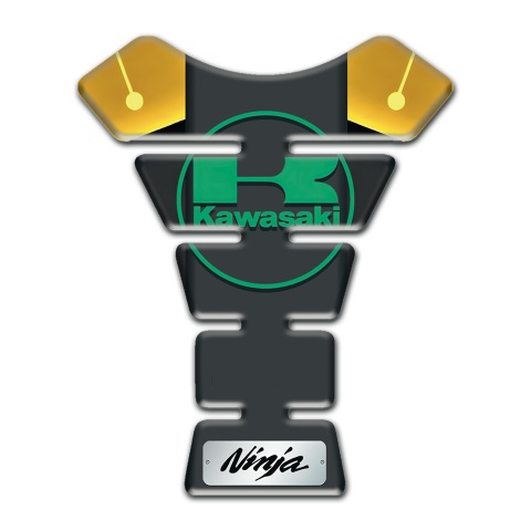 Kawasaki Tank Pad Protector Black Yellow Base Print Green Logo Design 