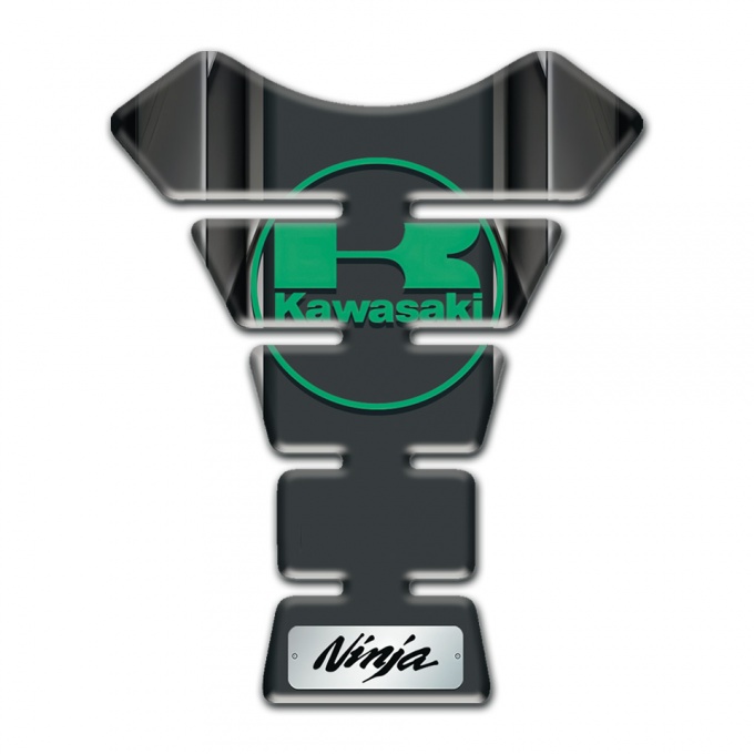 Kawasaki Tank Pad Motorbike 3D Base Effect Green Logo Style 