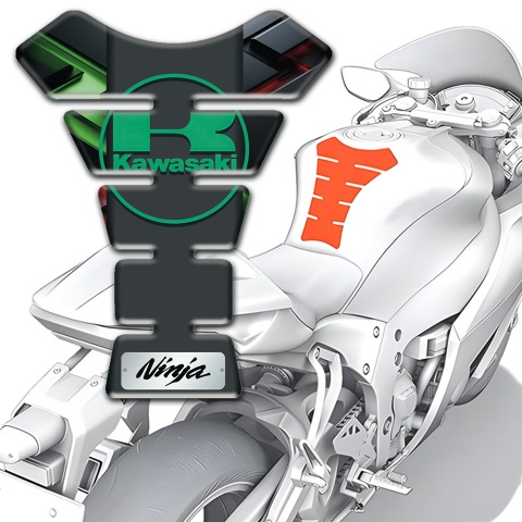 Kawasaki Tank Pad Motorbike Unique Background Design Green Logo Style 