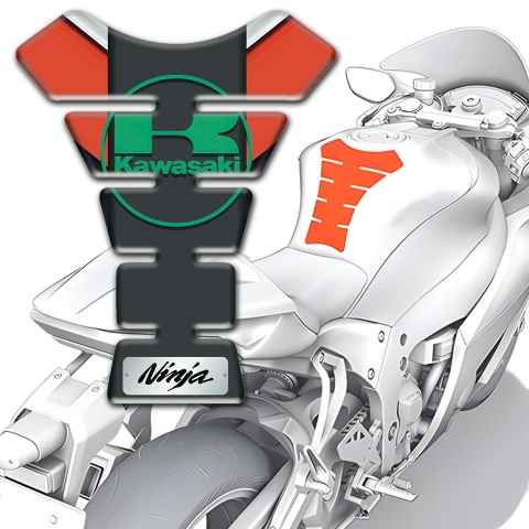 Kawasaki Tank Guard Pads Orange Style Base Green Logo 