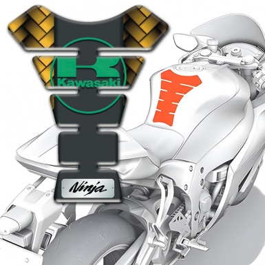 Kawasaki Tank Pad Protector Yellow Mixed Parts Design 