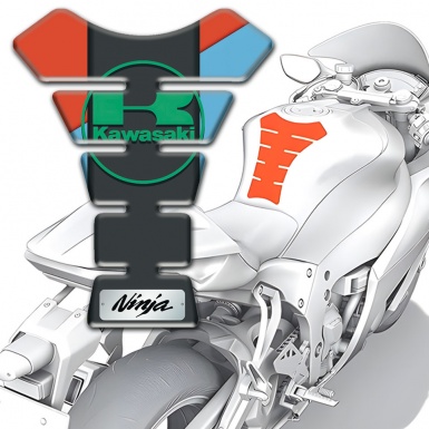 Kawasaki Tank Pad Motorbike Sky Blue and Red Base Style 