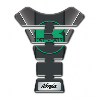 Kawasaki Tank Protector Gray with White Strype Base And Central Black Panel Design 