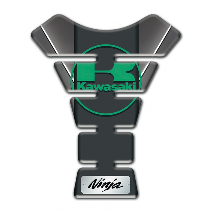 Kawasaki Tank Protector Gray with White Strype Base And Central Black Panel Design 