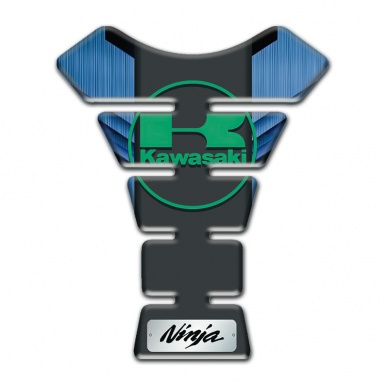 Kawasaki Tank Guard Pads Navy Blue Base Motive Green Logo Style 