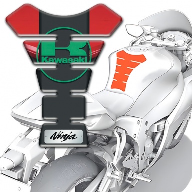 Kawasaki Tank Guard Pads Red Black Background and Green Logo Design 
