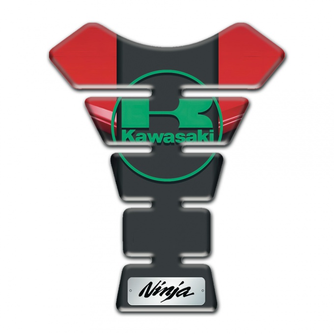 Kawasaki Tank Guard Pads Red Black Background and Green Logo Design 