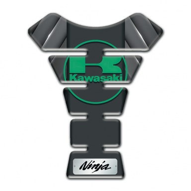 Kawasaki Tank Pad Motorbike Silicone Sticker Gray Base Style Green Logo Edition 