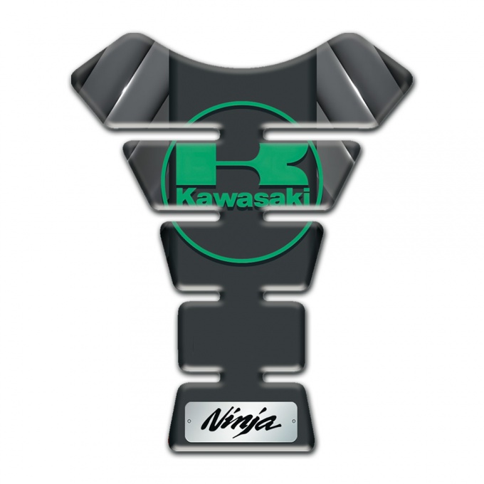 Kawasaki Tank Pad Motorbike Silicone Sticker Gray Base Style Green Logo Edition 