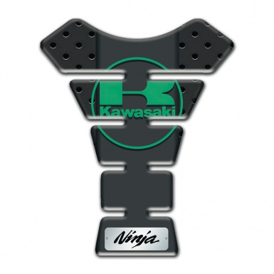 Kawasaki Tank Pad Motorbike Perforated Rubber Effect Green Logo 